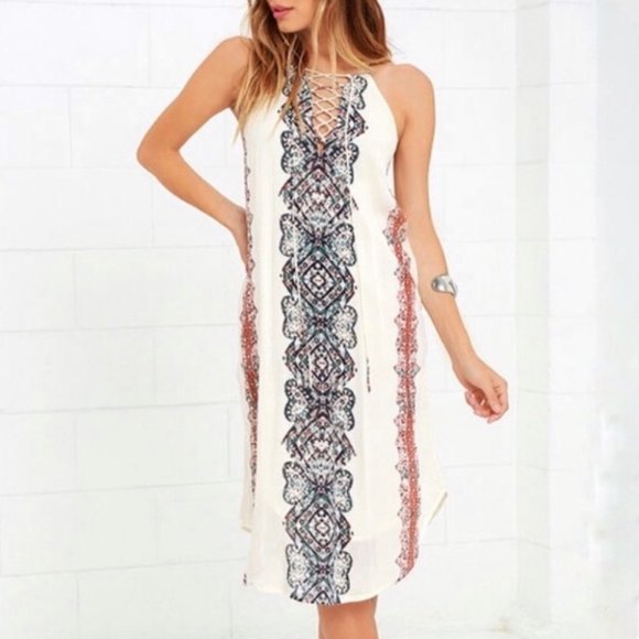 O'Neill Dresses & Skirts - O'NEILL Nicole Cream Print Midi Dress
